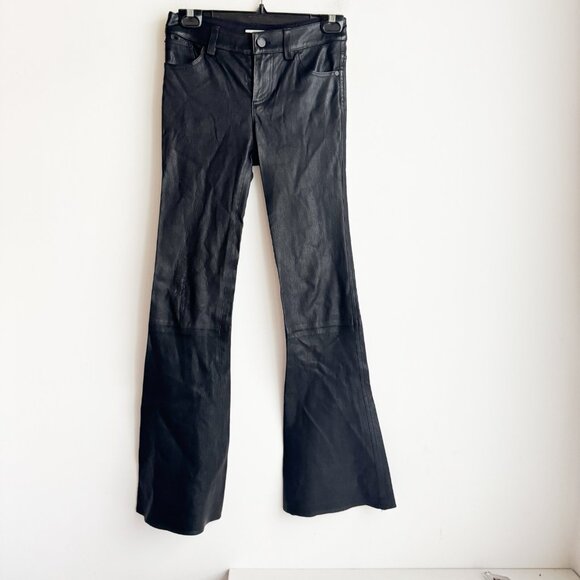 Alice and Olivia Flared Leather Jeans 0 - Picture 1 of 8